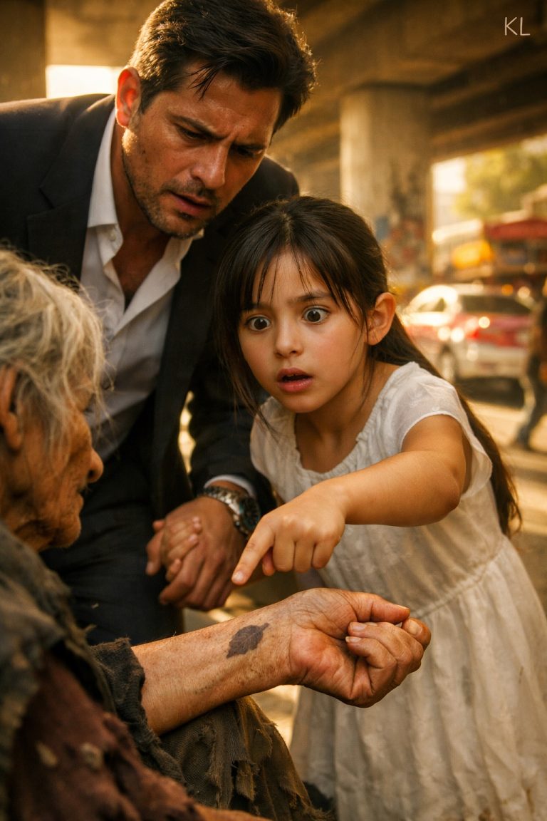 Todos ignoraban a la anciana mendiga… hasta que la hija de un multimillonario dijo: “Papá… ella tiene la misma marca de nacimiento que tú.”