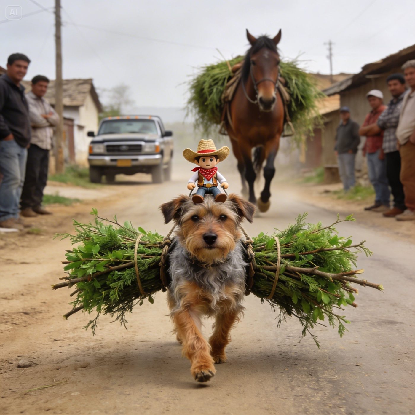 ENTRE CABALLOS CARGADOS DE MALEZA Y EL RUIDO DE LOS CARROS, APARECIÓ UN PERRITO TAN SERIO, TAN TRANQUILO Y TAN EXTRAÑAMENTE ORGULLOSO… QUE TERMINÓ HACIENDO LLORAR A TODA UNA CALLE.-tuan