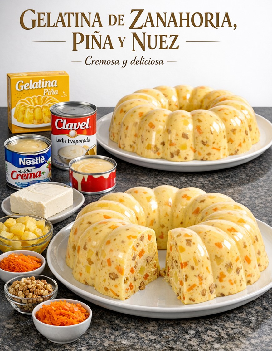 GELATINA DE ZANAHORIA, PIÑA Y NUEZ 🍍🥕🤤