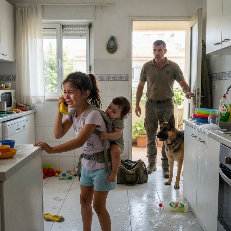 Un padre llegó a casa tras la llamada de su hija: “Papá, ya no puedo cargar al bebé”… y al entrar la encontró limpiando el piso con la espalda lastimada, sin imaginar la traición que su esposa llevaba meses escondiendo