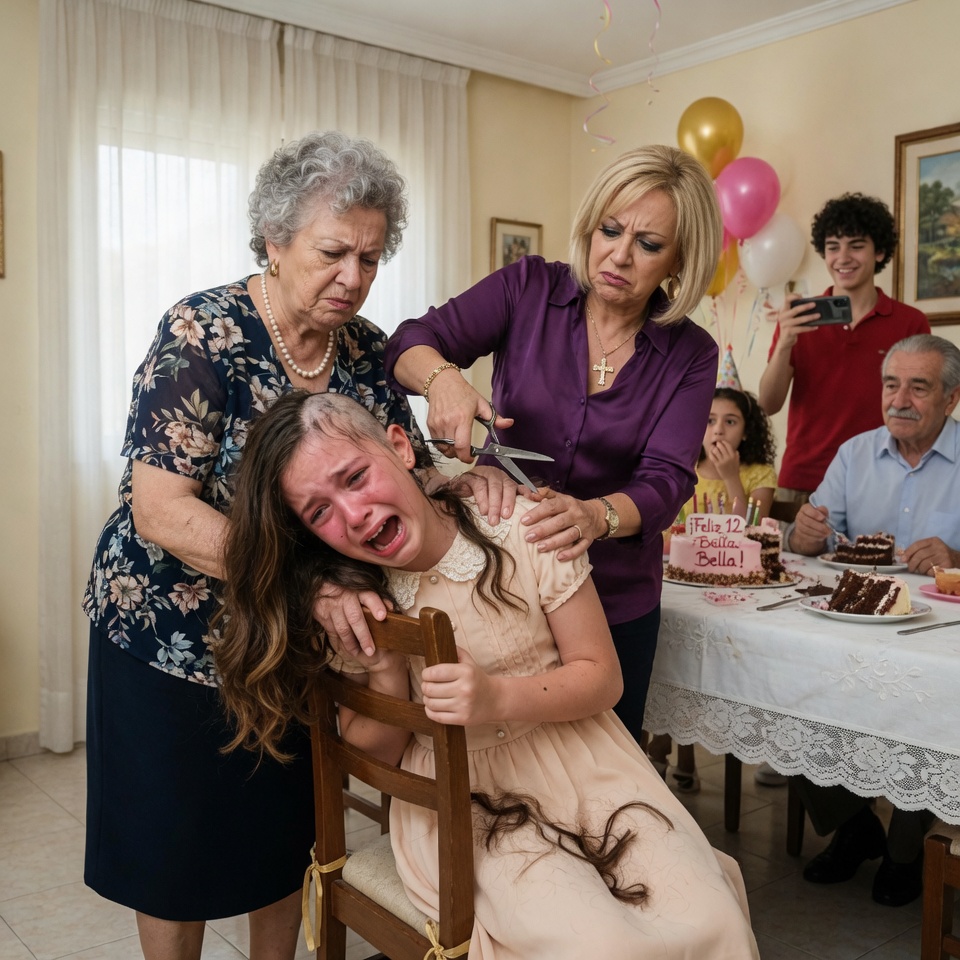 Mi familia sujetó a mi hija de 11 años y le cortó el cabello en una fiesta porque “opacaba a la cumpleañera”… al día siguiente todos lloraban frente a la policía