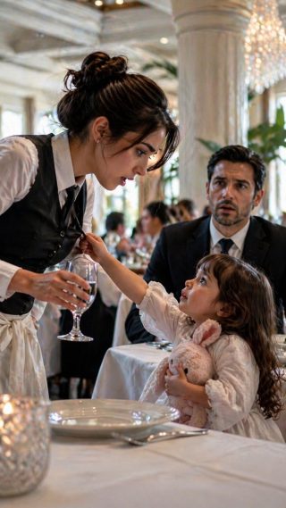 Nadie respiró cuando la hija muda del millonario le gritó “¡Mamá!” a la mesera… pero la pesadilla estalló al ver la marca en el rostro de la niña.