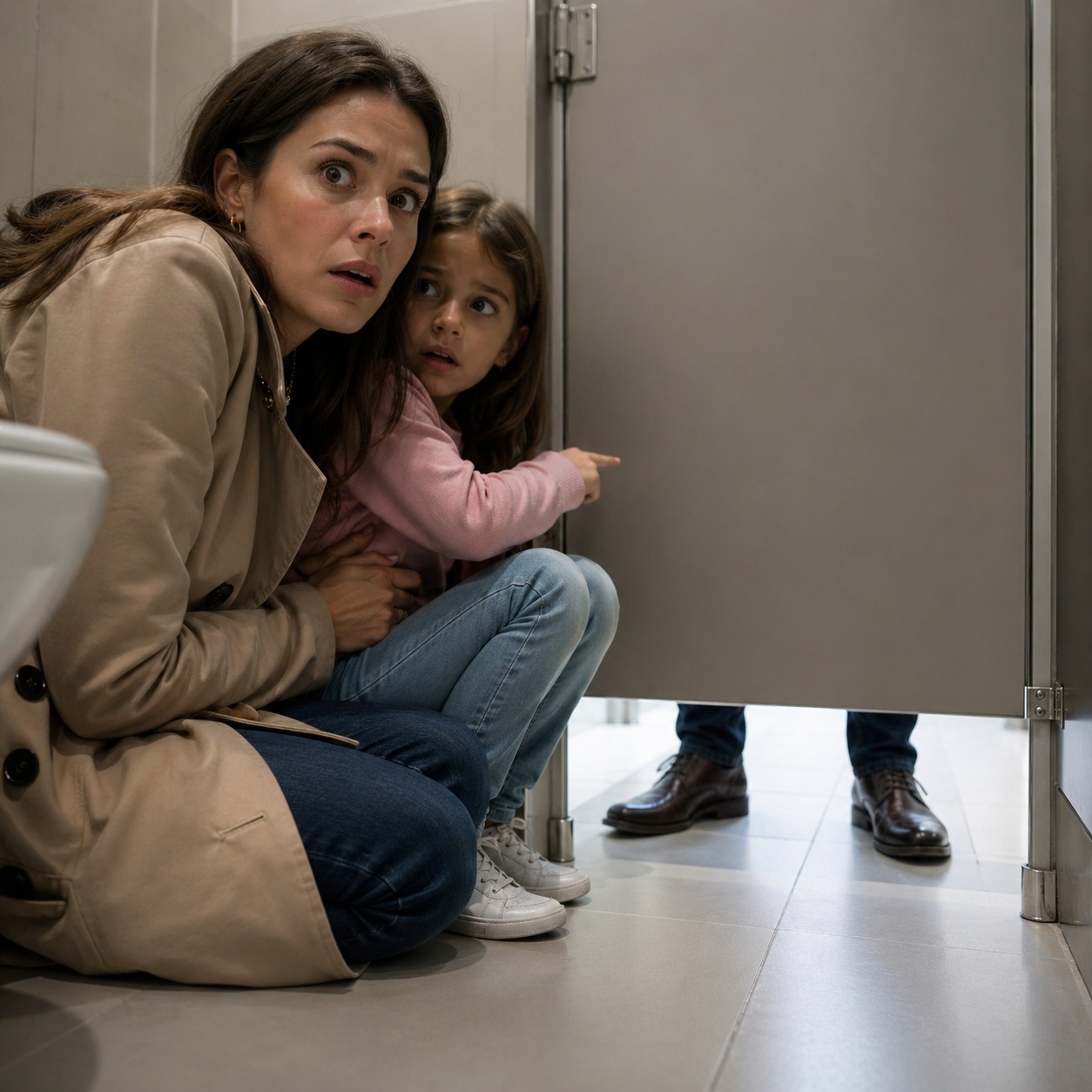 Un hombre describió el vestido azul de mi niña por teléfono dentro del baño de mujeres… lo que la policía encontró después dejó a todos helados