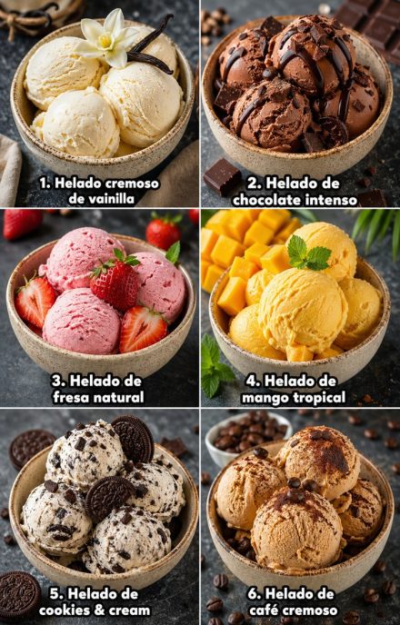 🔥 ¿Hace calor y necesitas algo refrescante? No hay nada mejor que helados caseros fáciles de preparar con diferentes sabores.