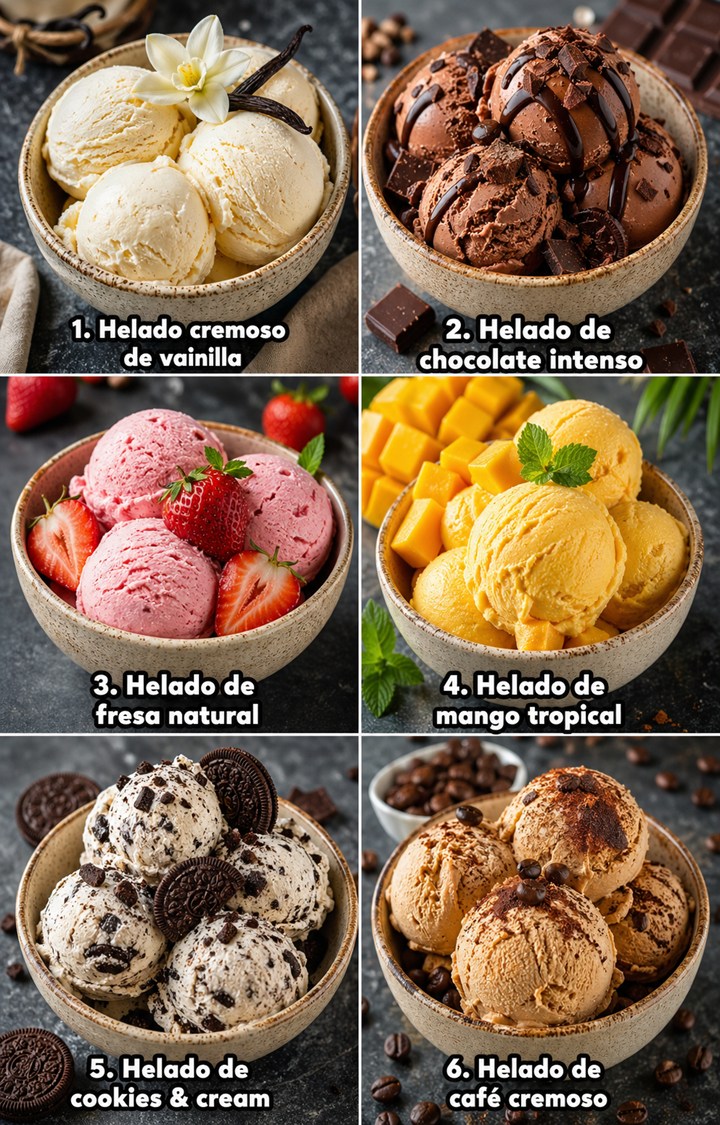 🔥 ¿Hace calor y necesitas algo refrescante? No hay nada mejor que helados caseros fáciles de preparar con diferentes sabores.