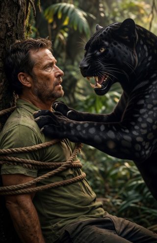 El leopardo le clavó las garras en el pecho, respirando con dificultad cerca de su cara… y entonces el hombre vio algo atado alrededor del cuello del animal.
